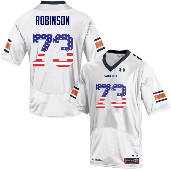 Auburn Tigers Men's Greg Robinson #73 White Under Armour Stitched College USA Flag Fashion NCAA Authentic Football Jersey TAF0574ZI